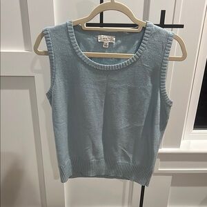 St. John Fitted Ribbed Blue Tank Top